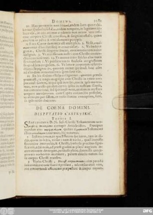 [XXXIX.] De Coena Domini. Disputatio [...].