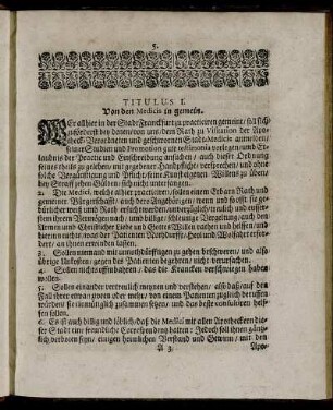 Titulus I. Von den Medicis in gemein