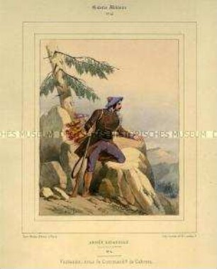 Uniformdarstellung, Infanterist der spanischen Carlisten, Spanien, 1832/1848. Tafel Nr. 43 aus: Galerie militaire. Collection des Costumes Militaires de toutes les Nations. Paris 1840 - 1855.