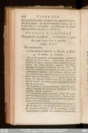 Article Cinquieme. Changement de position, en rompant à gauche pour faire face à gauche.