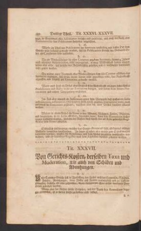 Tit. XXXVII. Von Gerichts-Kosten, derselben Taxa und Moderation, wie auch von Schäden und Abnutzungen.