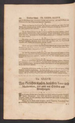 Tit. XXXVII. Von Gerichts-Kosten, derselben Taxa und Moderation, wie auch von Schäden und Abnutzungen.