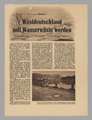 "Westdeutschland soll Wasserwüste werden"