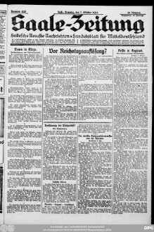 Saale-Zeitung : allgemeine Zeitung für Mitteldeutschland ; Hallesche neueste Nachrichten