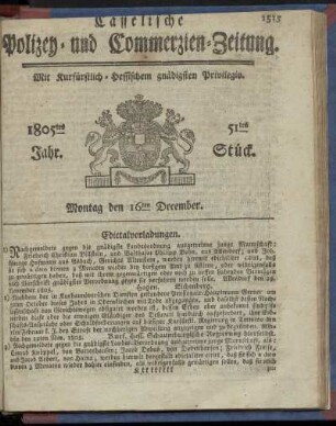 51tes Stueck, Montag den 16ten December 1805
