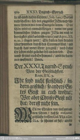 Der XXXI. Tugend-Spruch, Von der Geistlichkeit
