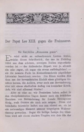 Der Papst Leo XIII. gegen die Freimaurer.