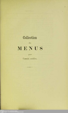 Collection des menus pour l'année entière