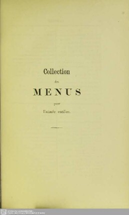 Collection des menus pour l'année entière