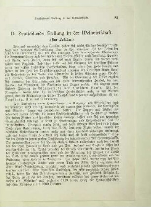 D. Deutschlands Stellung in der Weltwirtschaft