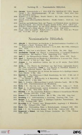 Numismatische Bibliothek (Nr. 2841-3126)