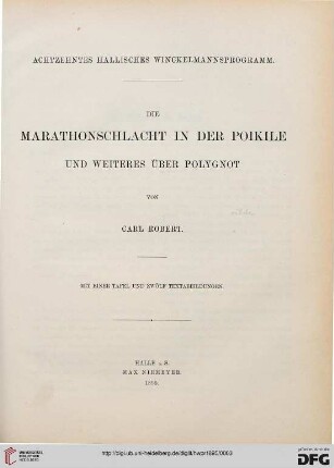 Band 18: Hallisches Winckelmannsprogramm: Die Marathonschlacht in der Poikile : und weiteres über Polygnot