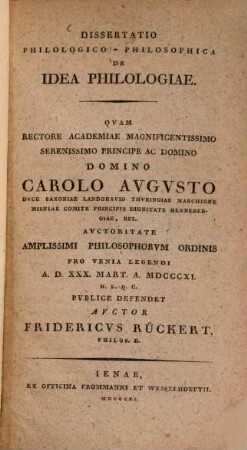 Dissertatio philologico-philosophica de idea philologiae