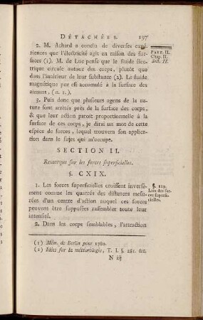 Section II. Remarque sur les forces superficielles