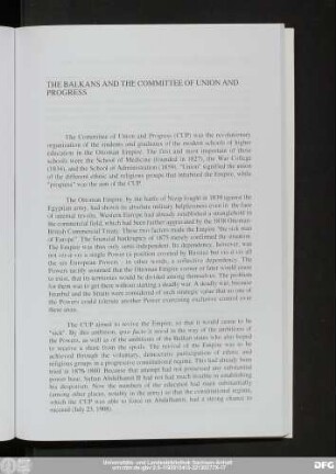 The Balkans And The Committee Of Union And Progress