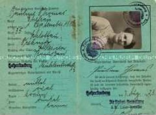 Personalausweis für die Einreise in das besetzte Rheinland