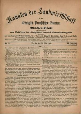 No. 22. Berlin, den 30. Mai 1866. VI. Jahrgang.