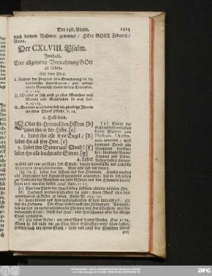 Der CXLVIII. Psalm.