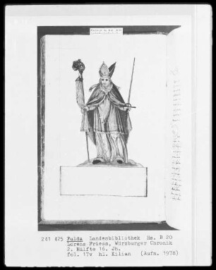 Lorenz Friess, Würzburger Chronik — Der heilige Kilian, Folio 17verso