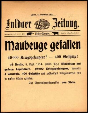 Ausgabe vom Dienstag, den 08. September 1914.