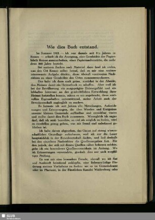 Wie dies Buch entstand