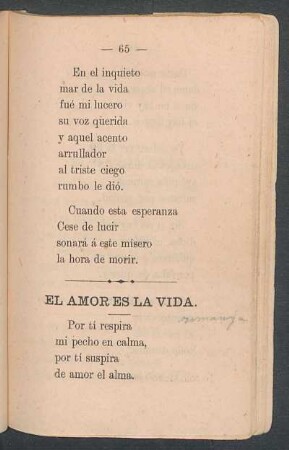 El amor es la vida. : [Romanza]