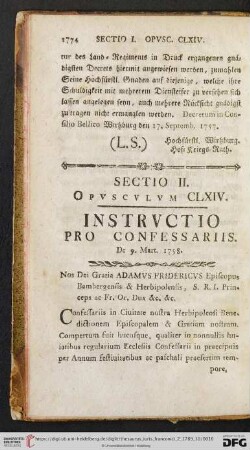 Sectio II, Opvscvlvm CLXIV