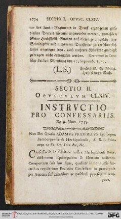 Sectio II, Opvscvlvm CLXIV