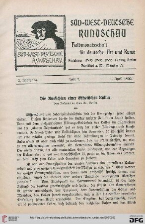 2: Die Ansichten einer ästhetischen Kultur