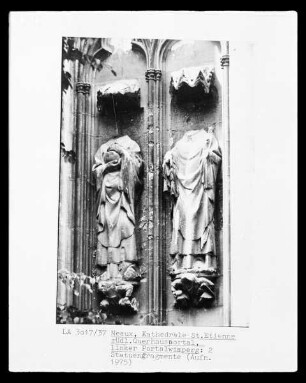 Südportal, linke Seite: Statuentorsen zweier Heiliger?