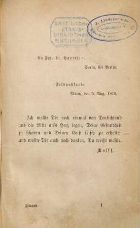 Feldpost : Roman von Dito und Idem [= Elisabeth Königin von Rumänien und Mite Kremnitz.]