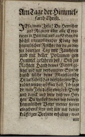 Am Tage der Himmelfarth Christi
