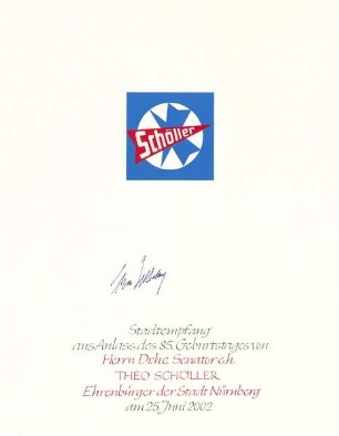 Dr. h.c.. Senator e.h. Theo Schöller, Ehrenbürger