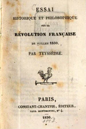 Essai historique et philosophique sur la révolution française de Juillet 1830