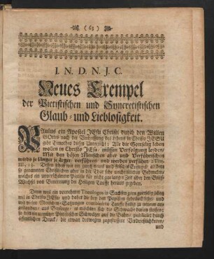Neues Exempel der Pietistischen und Syncretistischen Glaub- und Lieblosigkeit