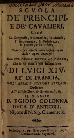 Scuola de'prencipi e de'cavalieri