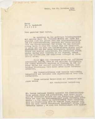 Brief an Ludwig Landshoff : 29.11.1930