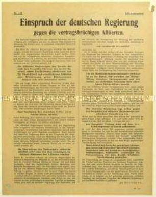 Flugblatt des Deutschen Fichte-Bundes zur fortbestehenden Besetzung des Rheinlandes mit Texten von Gustav Stresemann und Konrad Adenauer