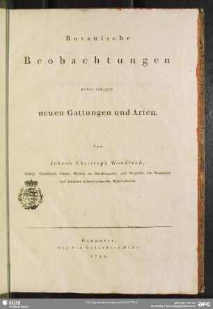 Botanische Beobachtungen : nebst einigen neuen Gattungen und Arten