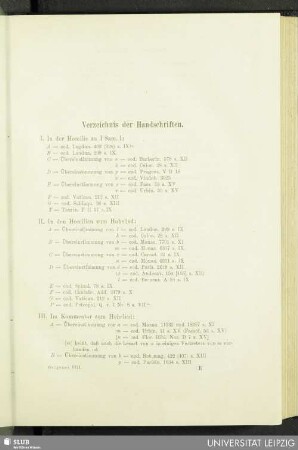 Verzeichnis der Handschriften