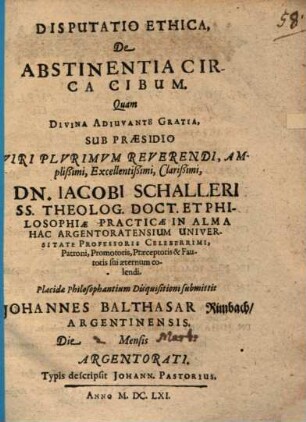 Disp. eth. de abstinentia circa cibum