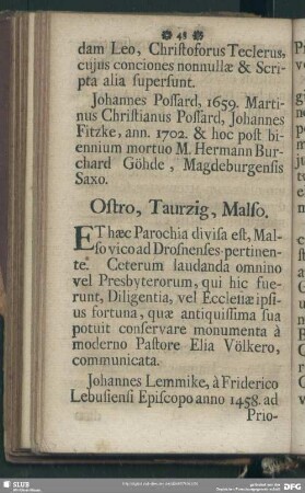 Ostro, Taurzig, Malso