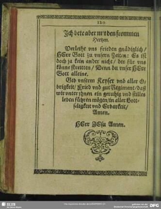 Ich bete aber mit den frommen Hertzen