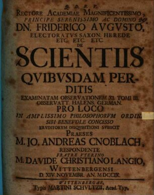 De scientiis quibusdam perditis