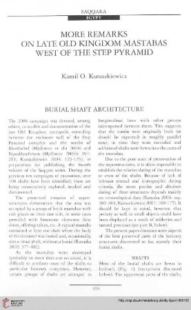 18: More remarks on late old kingdom Mastabas west of the step pyramid