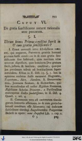 Caput VI. De gratia sanctificante naturae rationalis ante peccatum.
