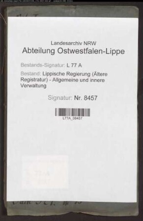 Landstraße (Chaussee) von Lemgo nach Lage, Bd. 1