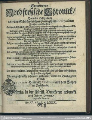 Antonii Heimreich's ernewerte Nord-Fresische Chronick