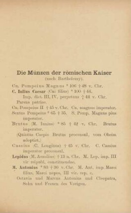 [IV.] Die Münzen der römischen Kaiser