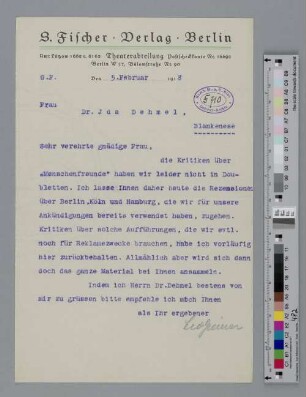 Brief an Ida Dehmel
